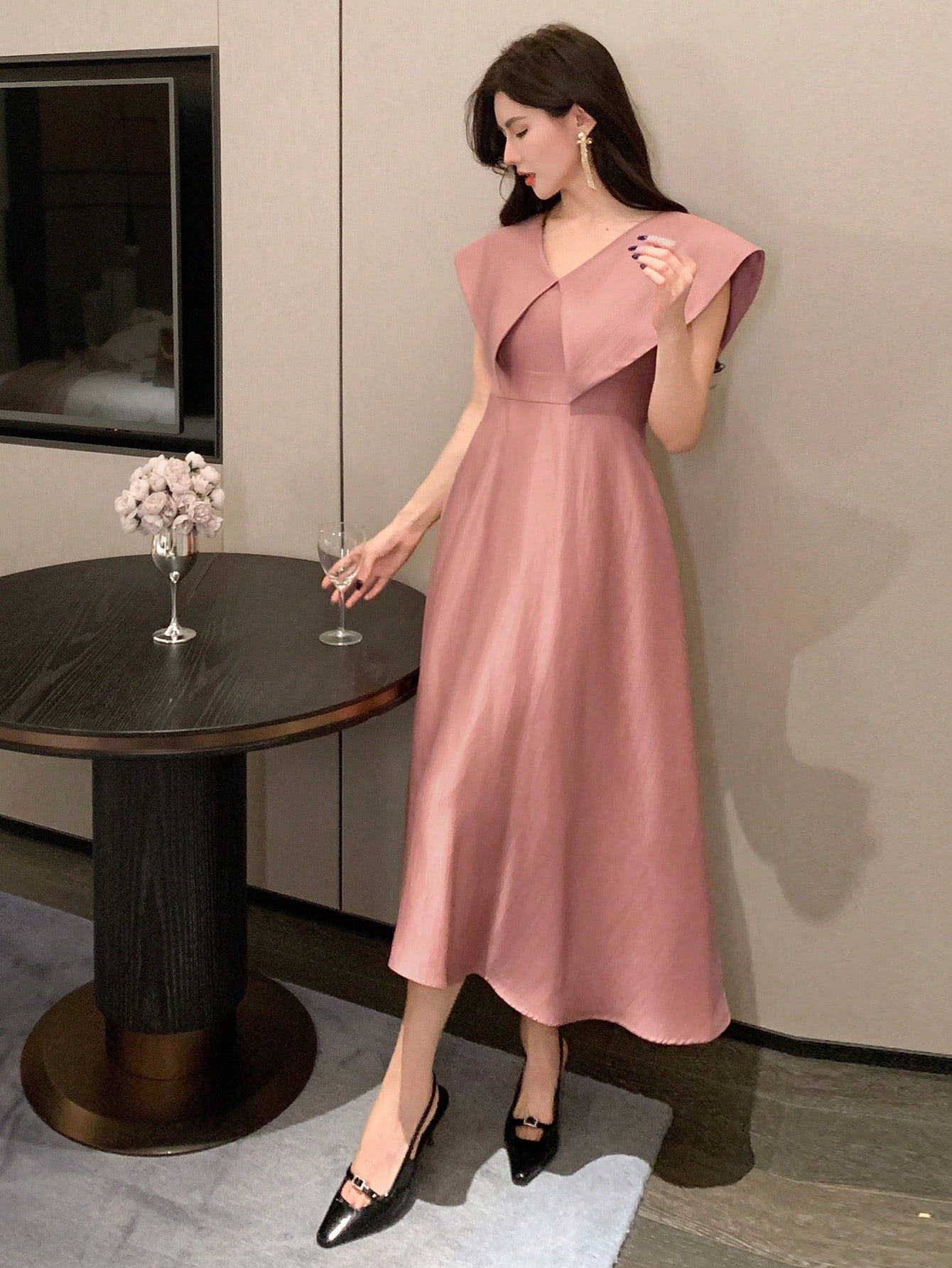  | SHEIN DAZY Solid Color Collared Sleeveless Midi Dress For Women Elegant Sundress | Dress | Shein | OneHub