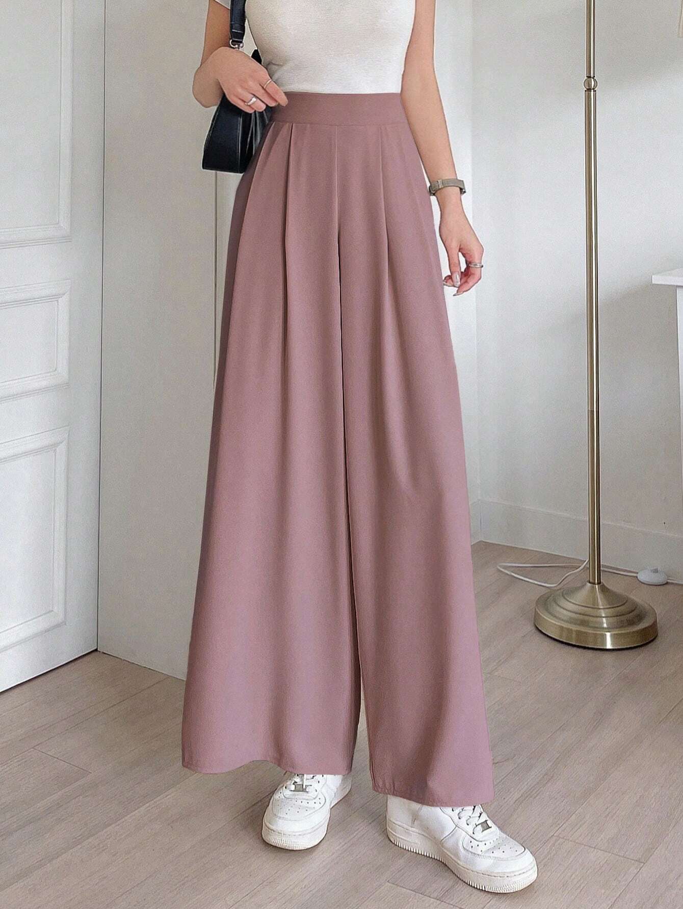  | SHEIN DAZY Solid Color Wide Leg Regular Pants, Suitable For Spring And Summer | Pants | Shein | OneHub