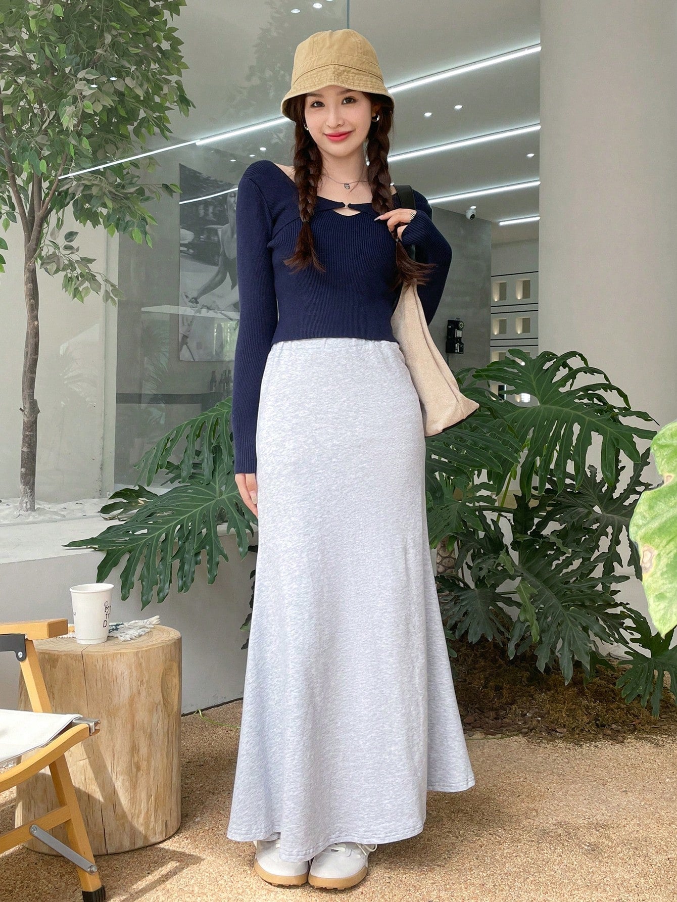  | SHEIN DAZY Solid Cut Front Ribbed Knit Sweater | Sweater | Shein | OneHub