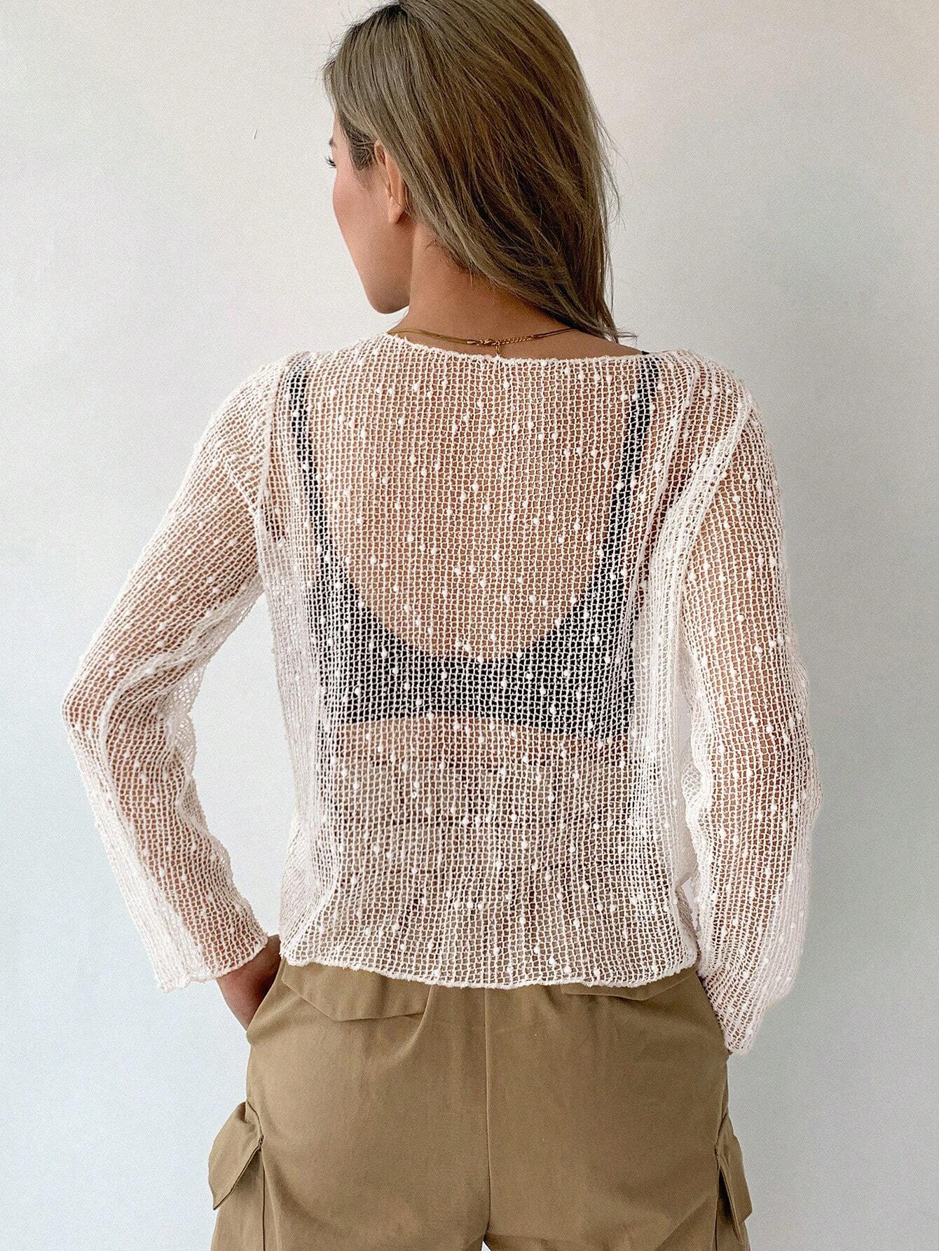  | SHEIN DAZY Solid Sheer Mesh Top Without Bra Going Out Tops | Top | Shein | OneHub