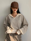 SHEIN DAZY Striped Drop Shoulder Sweatshirt,Long Sleeve Tops,Fall Clothes,Back To School Clothes Hoodie