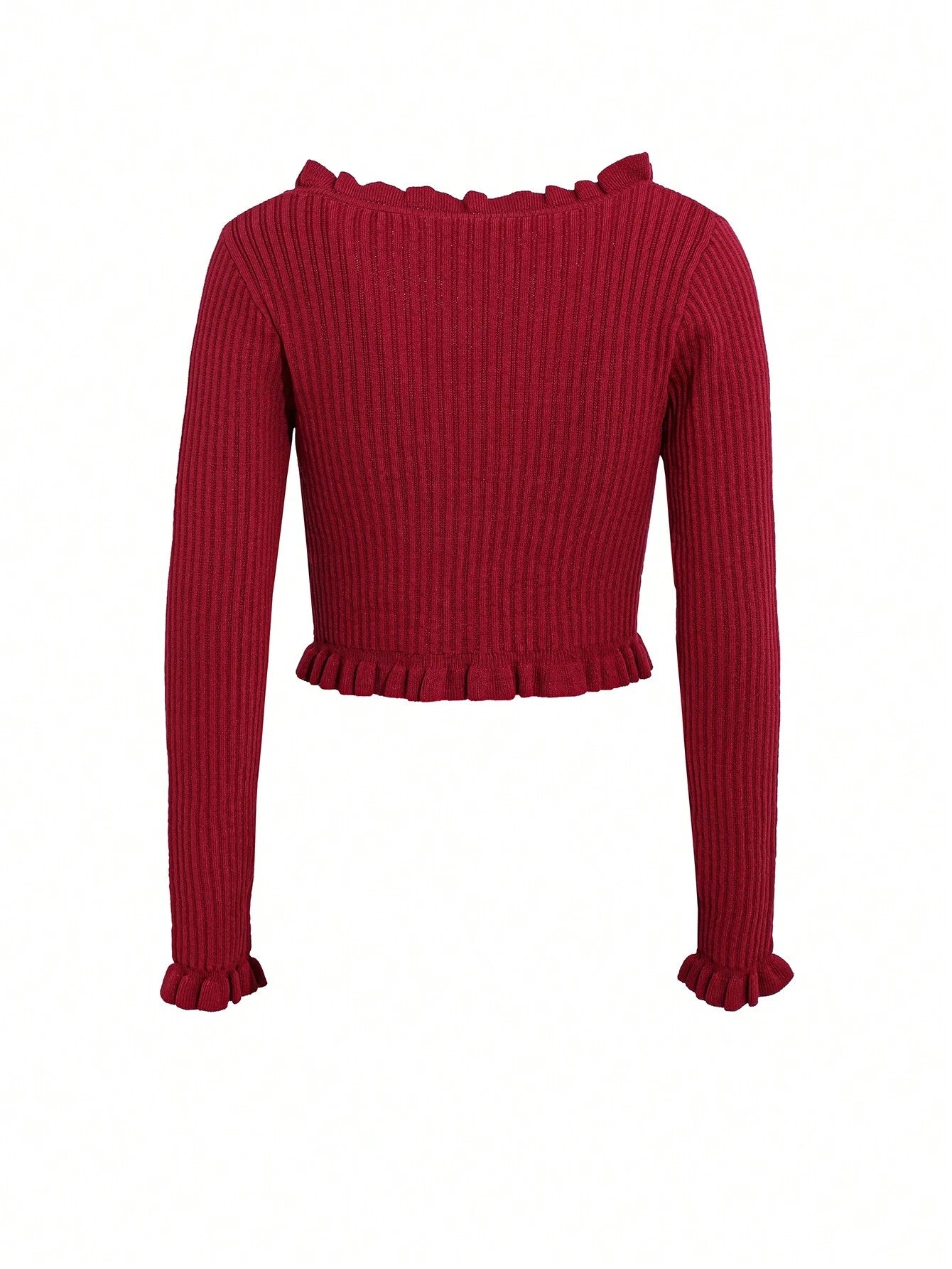  | SHEIN DAZY Women Spring And Autumn Solid Color Long Sleeve Front Tie Short Ruffle Cardigan | Sweater | Shein | OneHub