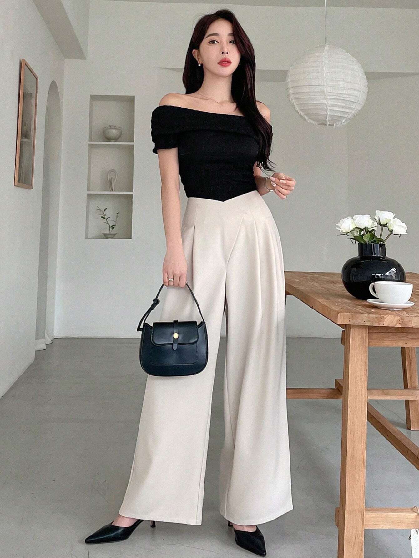  | SHEIN DAZY Women's Asymmetric Waist Wide Leg Pants | Pants | Shein | OneHub