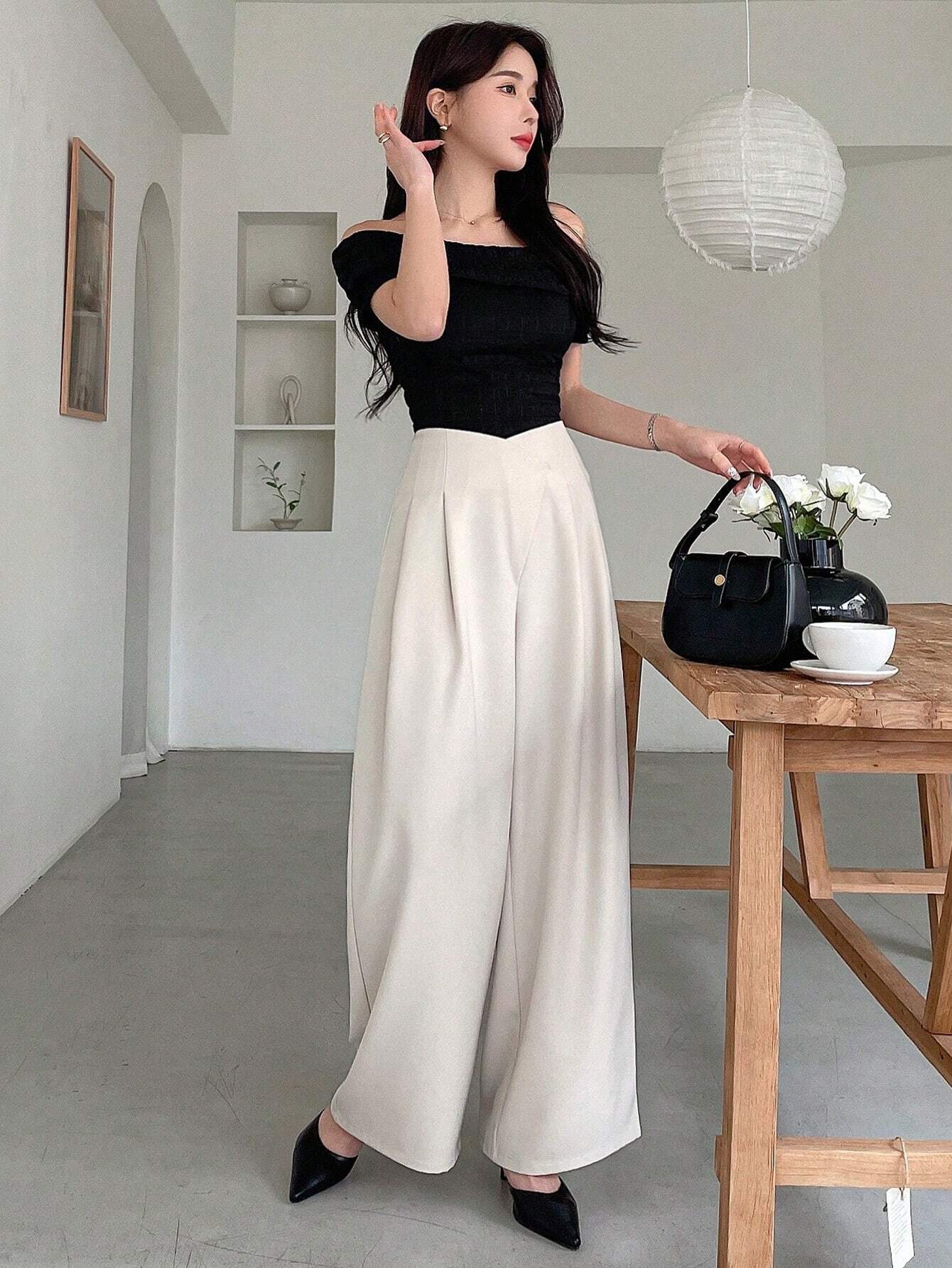  | SHEIN DAZY Women's Asymmetric Waist Wide Leg Pants | Pants | Shein | OneHub