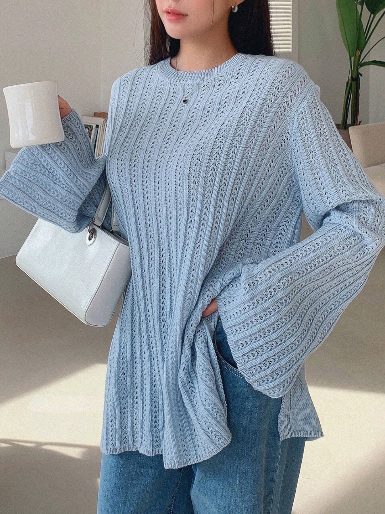  | SHEIN DAZY Women's Business Casual Solid Color Flare Sleeve Sweater | Sweater | Shein | OneHub