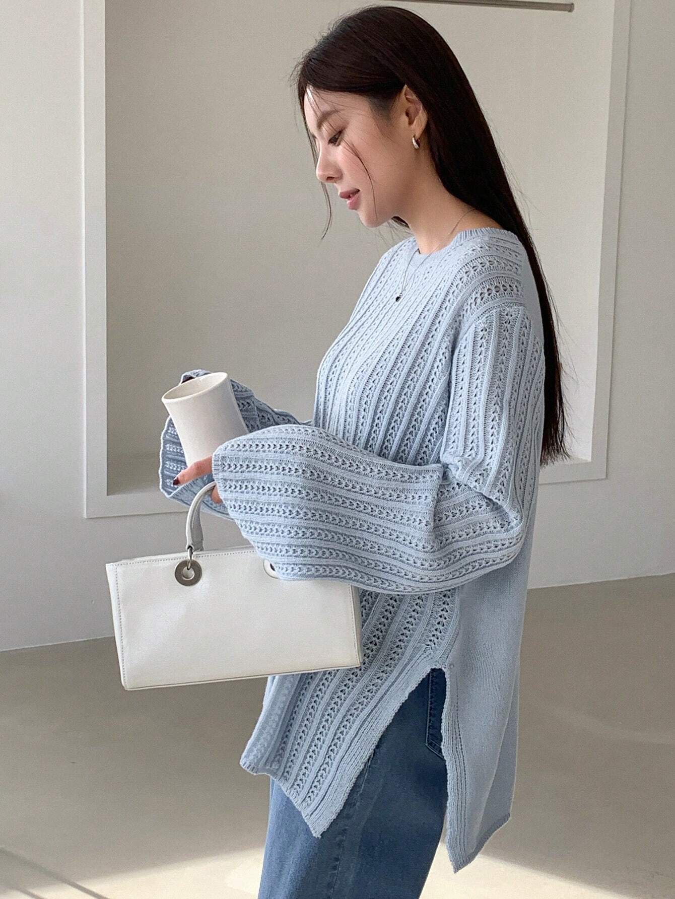  | SHEIN DAZY Women's Business Casual Solid Color Flare Sleeve Sweater | Sweater | Shein | OneHub