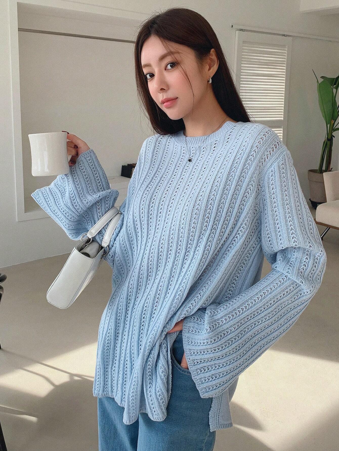  | SHEIN DAZY Women's Business Casual Solid Color Flare Sleeve Sweater | Sweater | Shein | OneHub