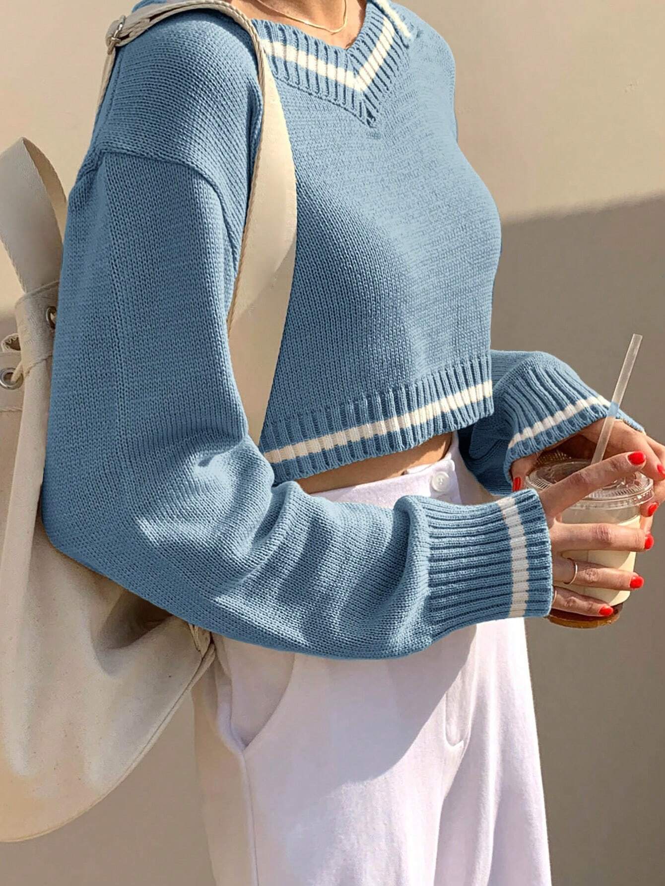  | SHEIN DAZY Women's Colorblock Patchwork Cropped Pullover Sweater | Sweater | Shein | OneHub