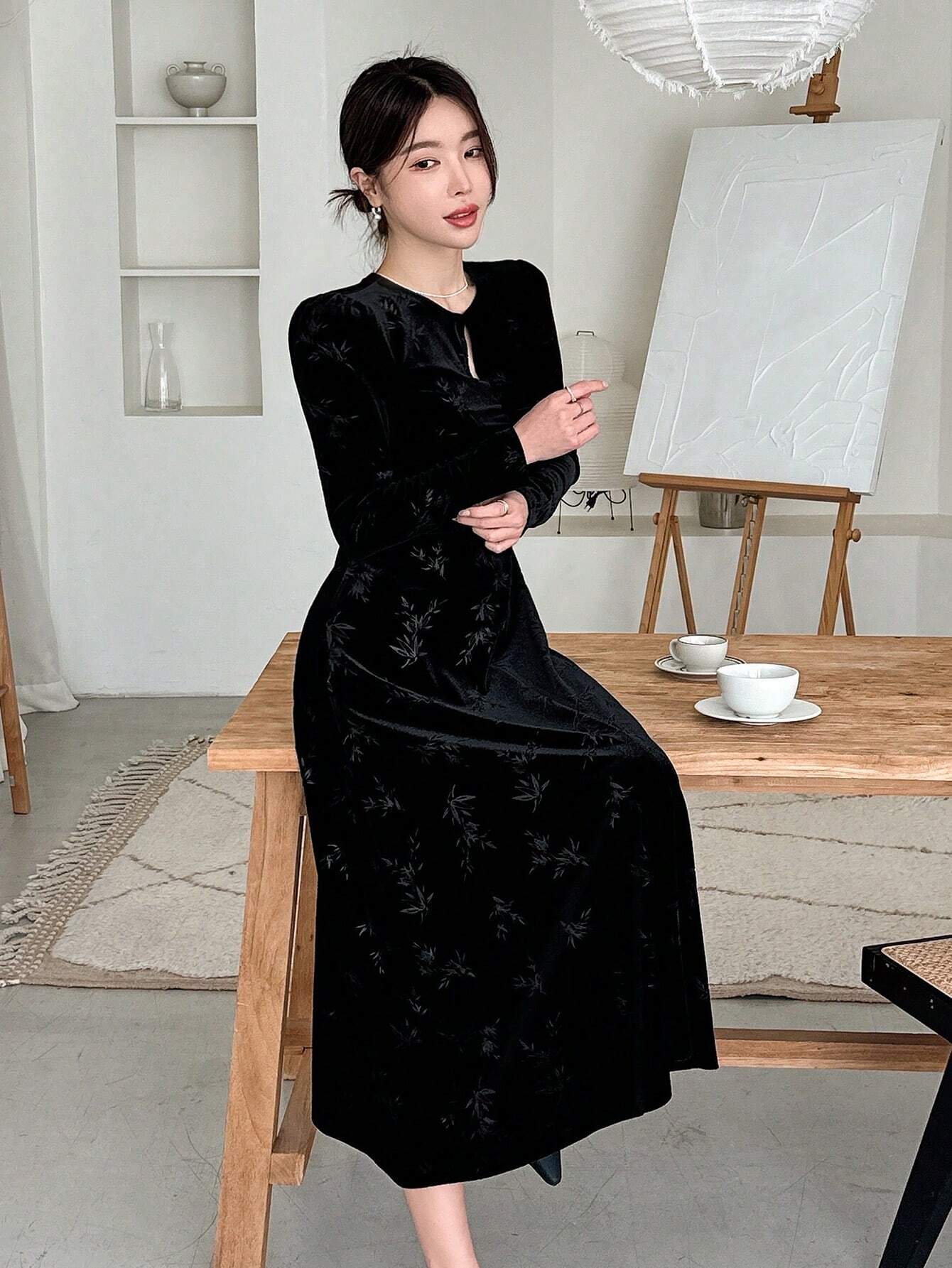 SHEIN DAZY Women's Crew Neck Long Sleeve Embroidered Casual Long Dress | Dress | OneHub SHEIN DAZY Women's Crew Neck Long Sleeve Embroidered Casual Long Dress | Dress | OneHub