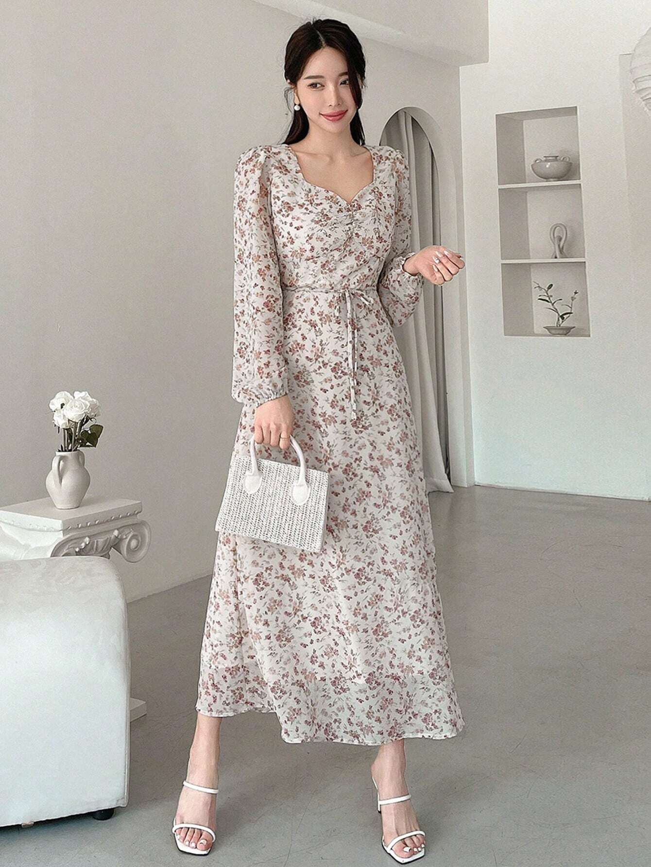  | SHEIN DAZY Women's Lantern Sleeve Mini Floral Dress,Ruffle | Dress | Shein | OneHub