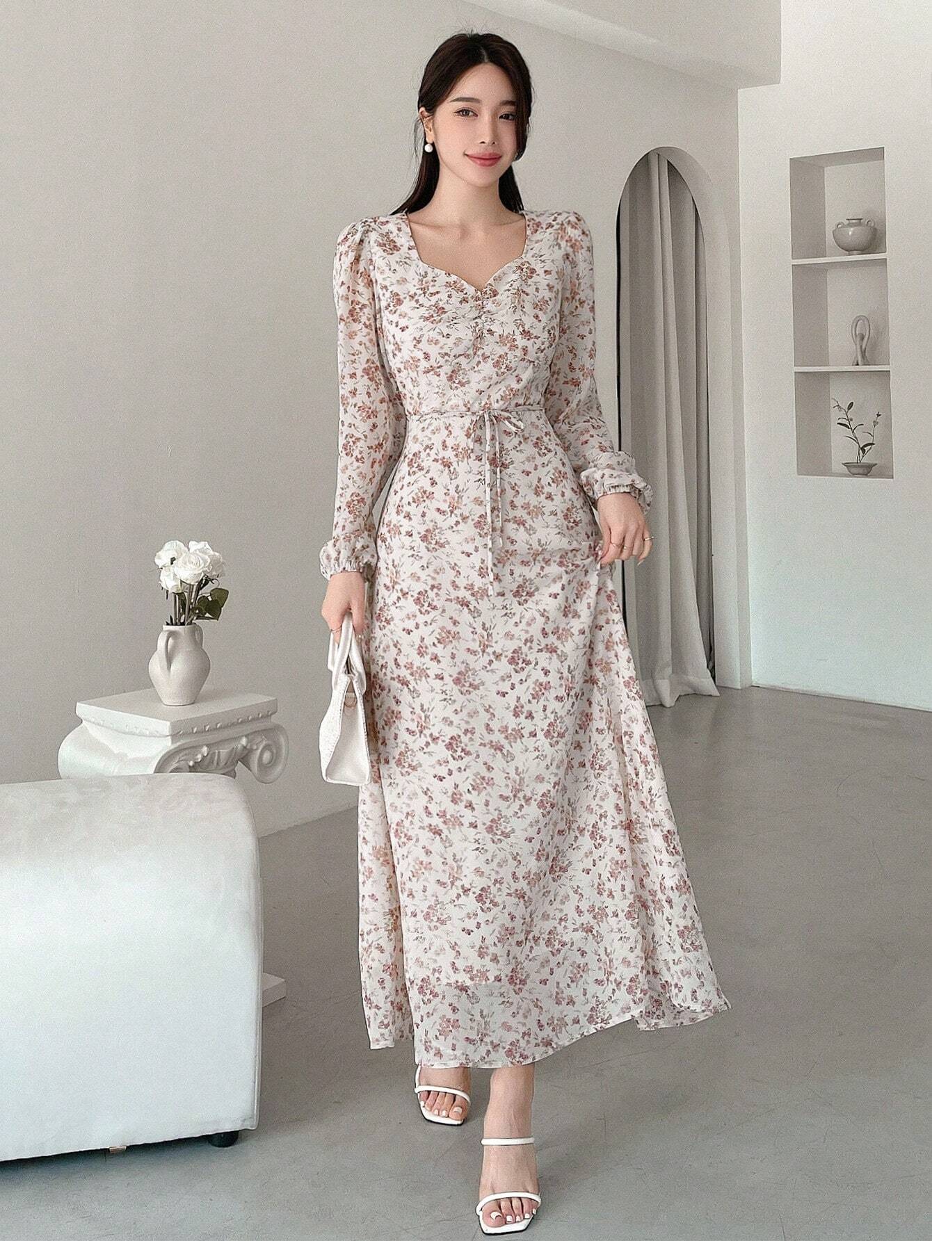  | SHEIN DAZY Women's Lantern Sleeve Mini Floral Dress,Ruffle | Dress | Shein | OneHub