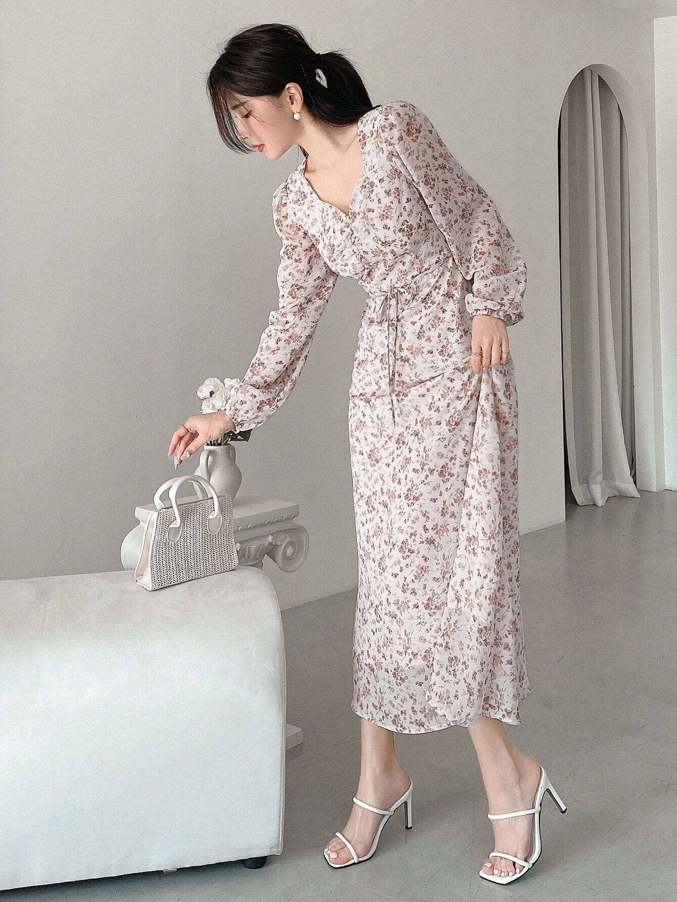  | SHEIN DAZY Women's Lantern Sleeve Mini Floral Dress,Ruffle | Dress | Shein | OneHub