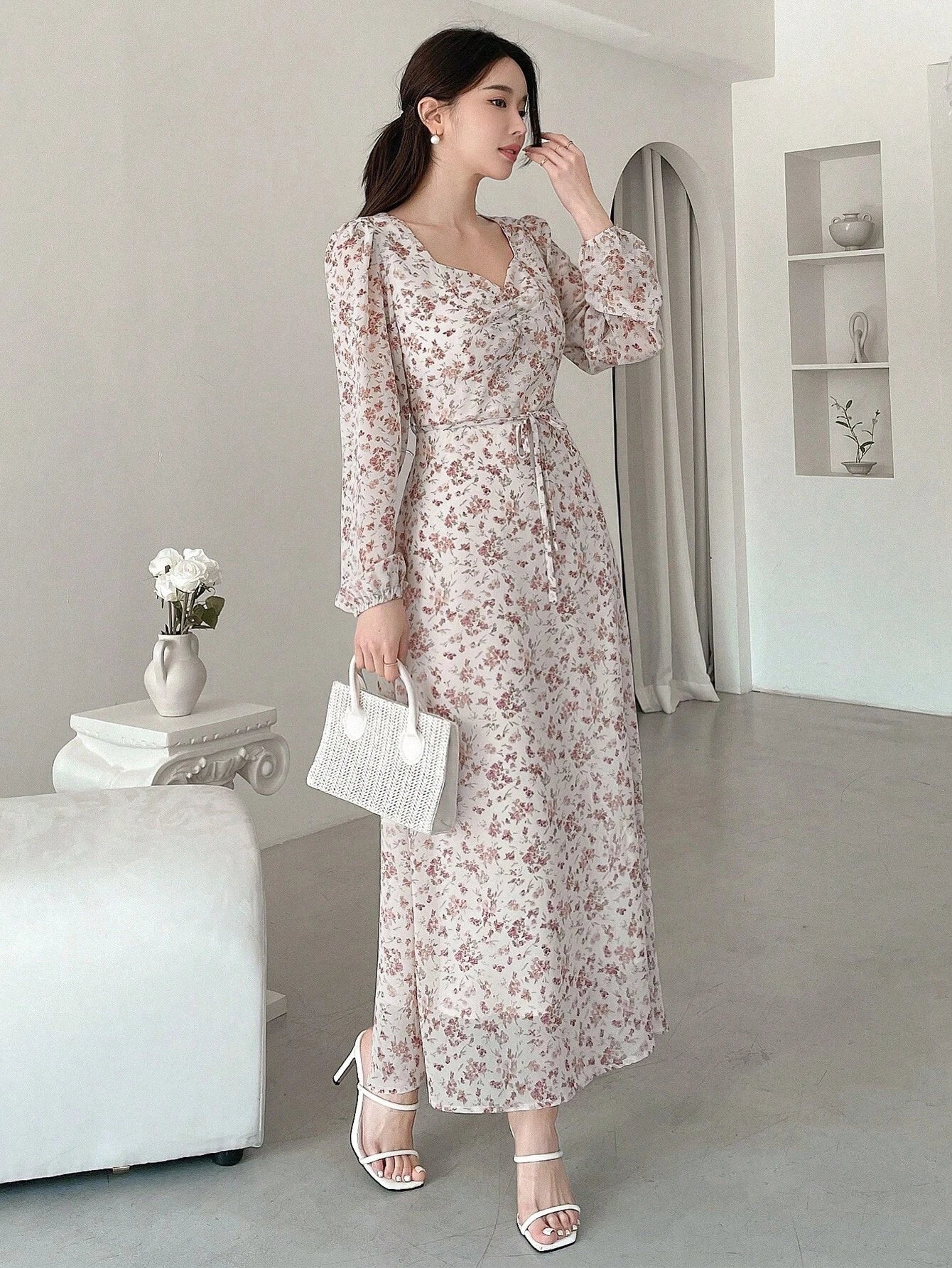  | SHEIN DAZY Women's Lantern Sleeve Mini Floral Dress,Ruffle | Dress | Shein | OneHub