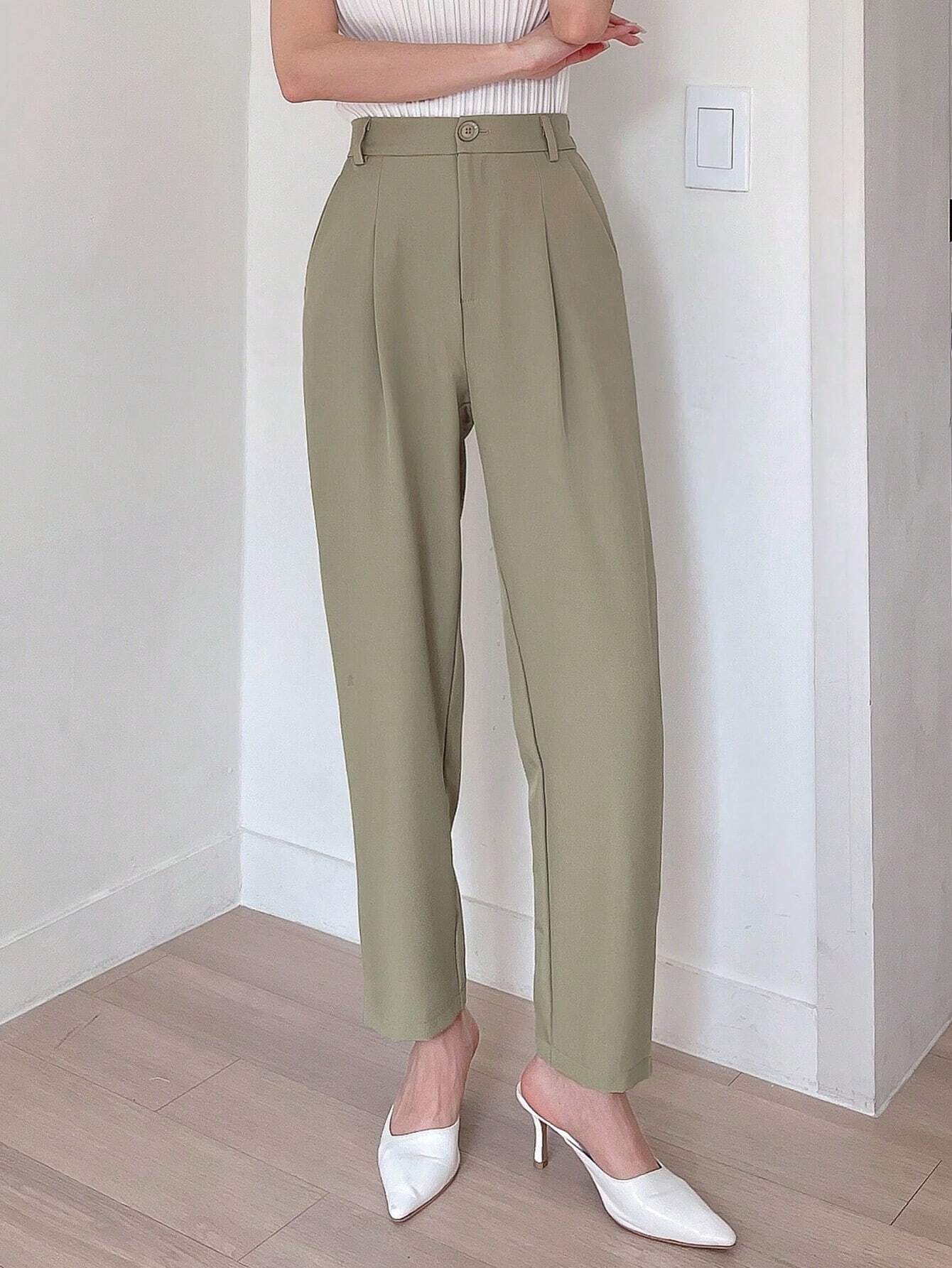  | SHEIN DAZY Women's Plain Color Pleated Pocket Dress Pants, Business Casual Style | Pants | Shein | OneHub