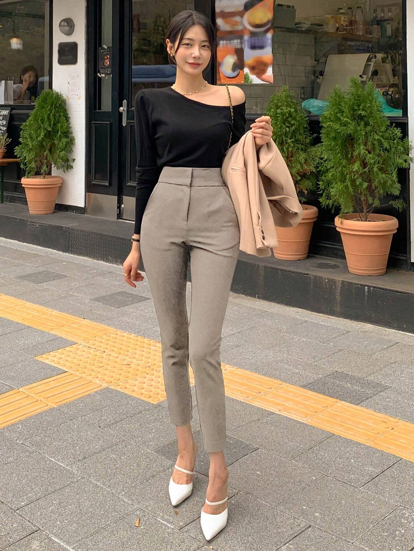  | SHEIN DAZY Women's Solid Color High Waisted Flared Pants, Business Casual | Pants | Shein | OneHub