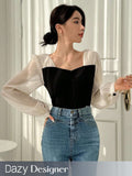  | SHEIN Dazy Designer Women's Color-Blocked Patchwork Long Sleeve Shirt | T-shirt | Shein | OneHub