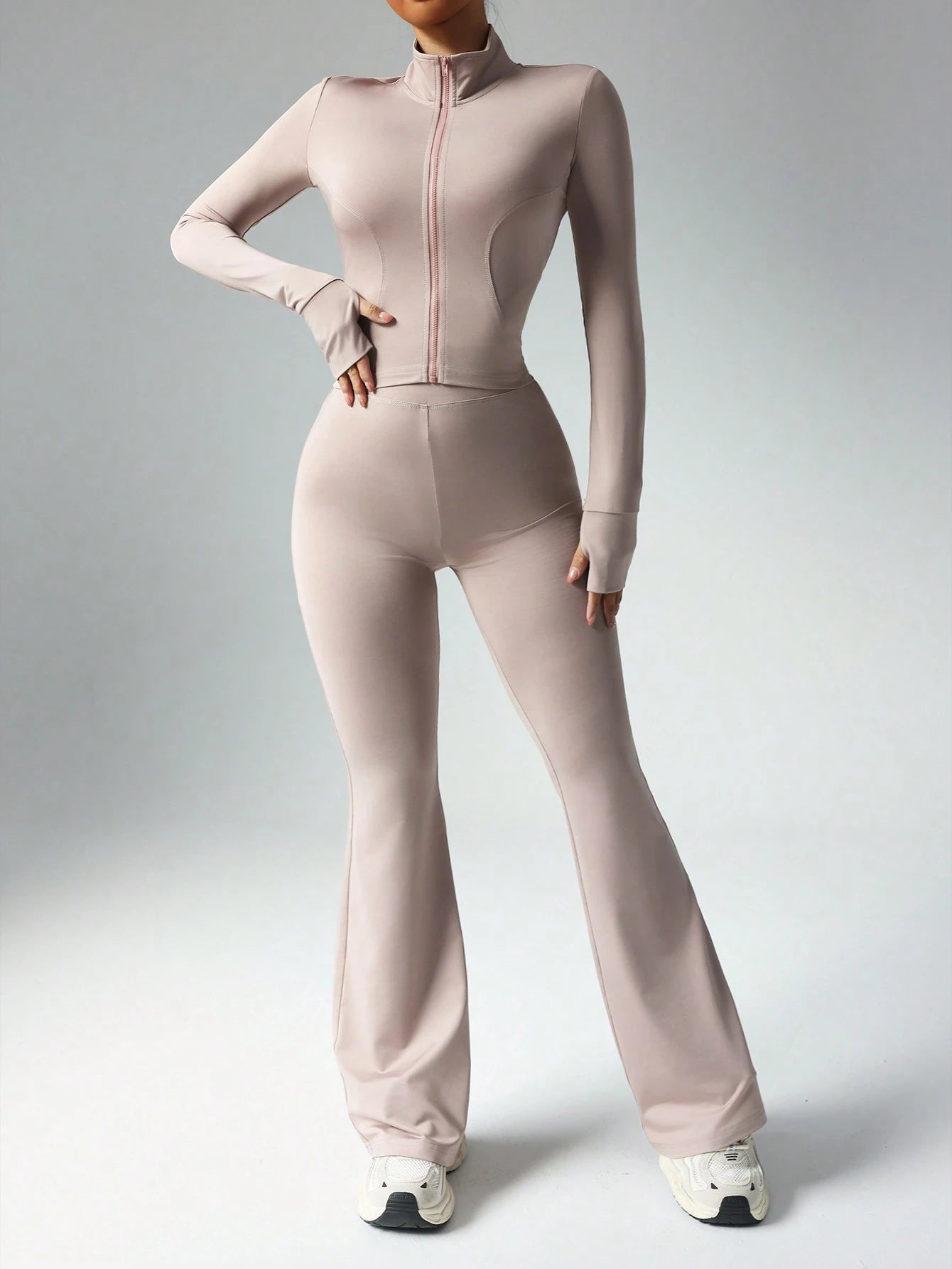  | SHEIN Dewbera Women Solid Color Long Sleeve Top And Slim Fit Pants Active Set Workout Women Set Women Workout Set Gym Women Outfit | Leggings | Shein | OneHub