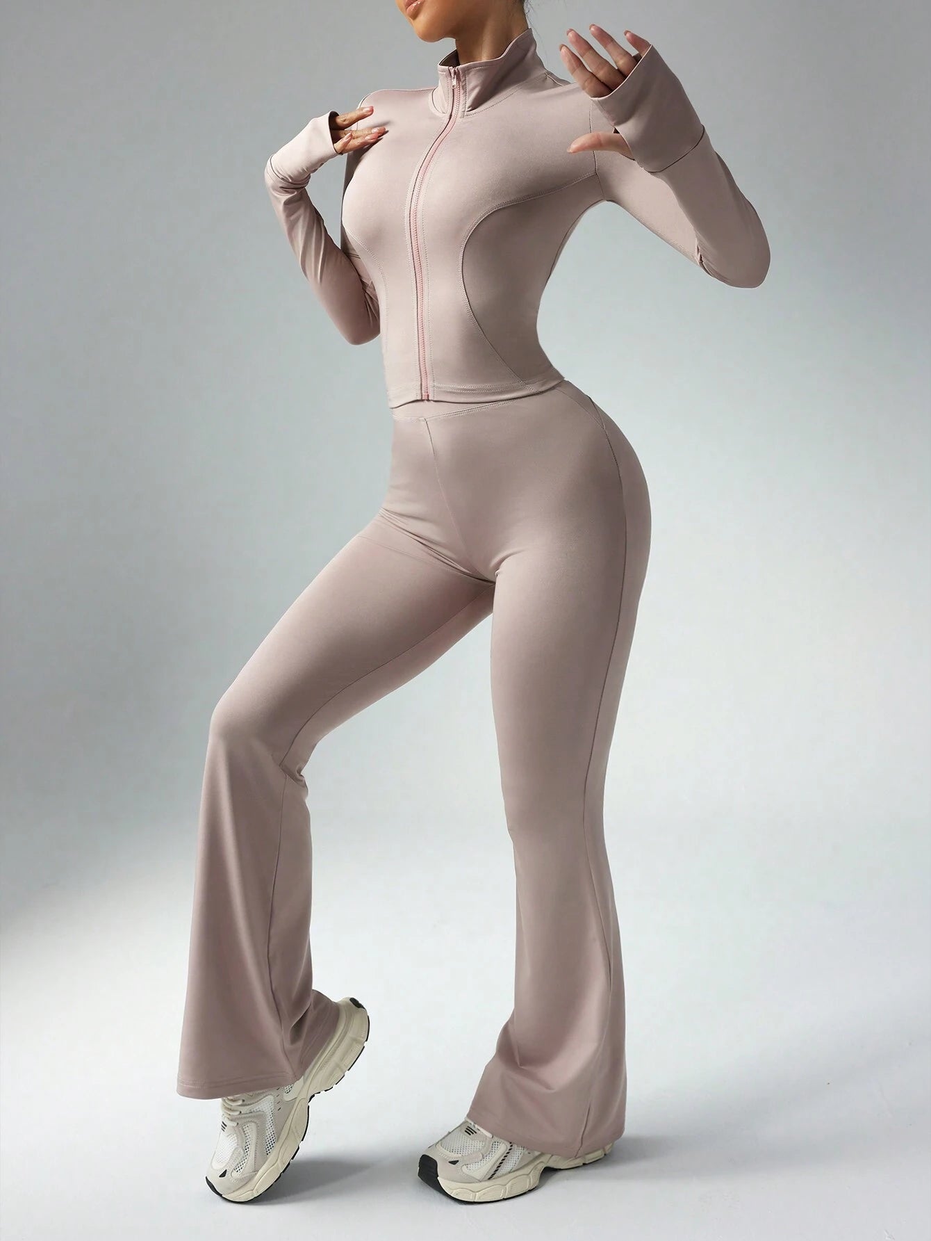  | SHEIN Dewbera Women Solid Color Long Sleeve Top And Slim Fit Pants Active Set Workout Women Set Women Workout Set Gym Women Outfit | Leggings | Shein | OneHub