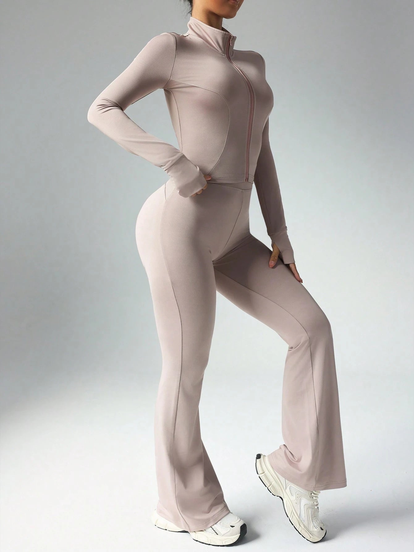  | SHEIN Dewbera Women Solid Color Long Sleeve Top And Slim Fit Pants Active Set Workout Women Set Women Workout Set Gym Women Outfit | Leggings | Shein | OneHub