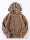 SHEIN Drop Shoulder 3D Ear Teddy Hoodie