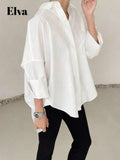 SHEIN ELVA Long Sleeve Baggy Office Outfits For Women Work Tops Women Fall Women Clothes Back To School Clothes Homecoming Dresses Boyfriend Teacher Outfits For Women Business Casual Woman