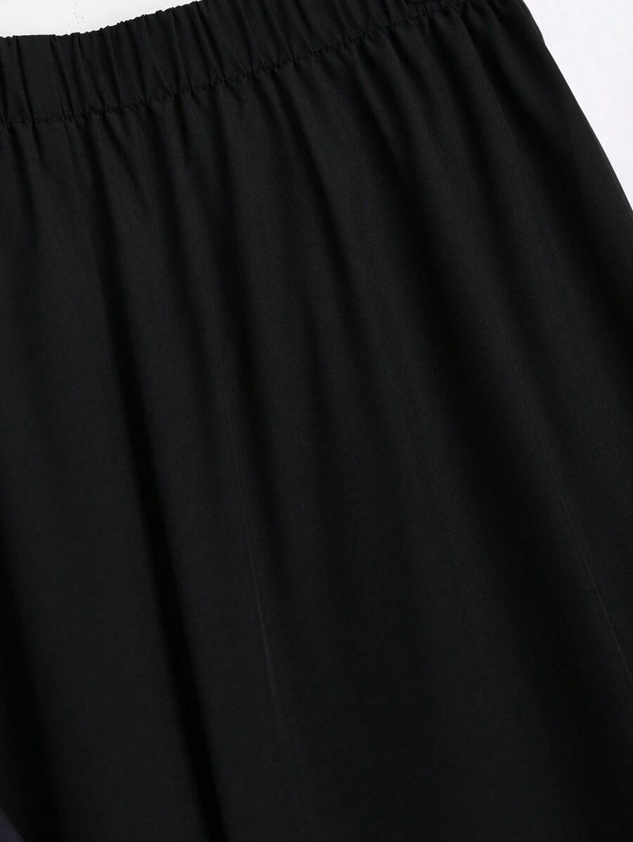  | SHEIN EMERY ROSE 2pcs Women Geometric Print Round Neck Short Sleeve Top And Wide Leg Pants Regular Casual Suit Set | Top and Pant Set | Shein | OneHub