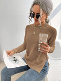 SHEIN EMERY ROSE Split Knot Side Raglan Sleeve Sweater,Long Sleeve Tops Knit Pullover Fall Winter Outfit