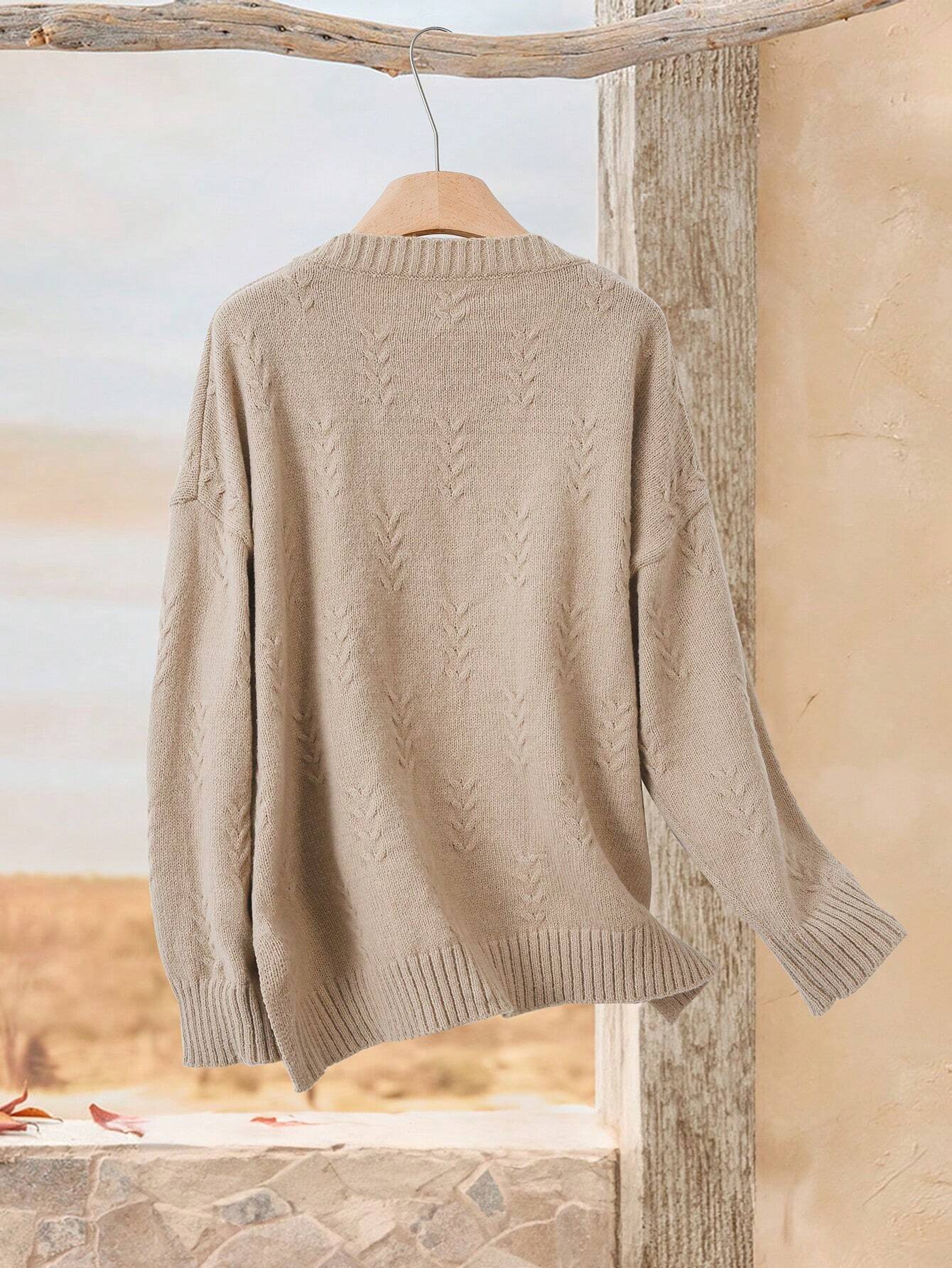  | SHEIN EMERY ROSE Women's V-Neck Cable Knit Long Sleeve Sweater | Sweater | Shein | OneHub