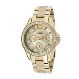 Fossil Riley Multifunction Gold Stainless Steel Gold Dial Quartz Watch for Women - ES3203
