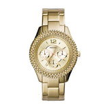 Fossil Stella Gold Stainless Steel Gold Dial Quartz Watch for Women - ES3589