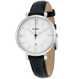  | Fossil Jacqueline Black Leather Strap Silver Dial Quartz Watch for Women - ES3972 | Watches | Fossil | OneHub