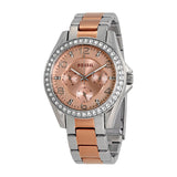 Fossil Riley Two-tone Stainless Steel Rose Gold Dial Quartz Watch for Women - ES4145