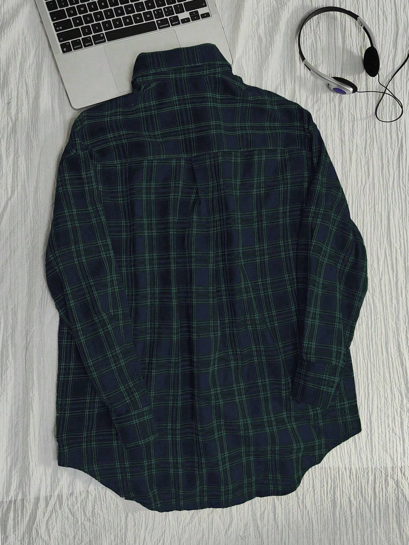 SHEIN Elamini Vintage Plaid Loose Fit Shirt For Women, Fashionable And Versatile, Autumn/Winter