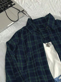 SHEIN Elamini Vintage Plaid Loose Fit Shirt For Women, Fashionable And Versatile, Autumn/Winter