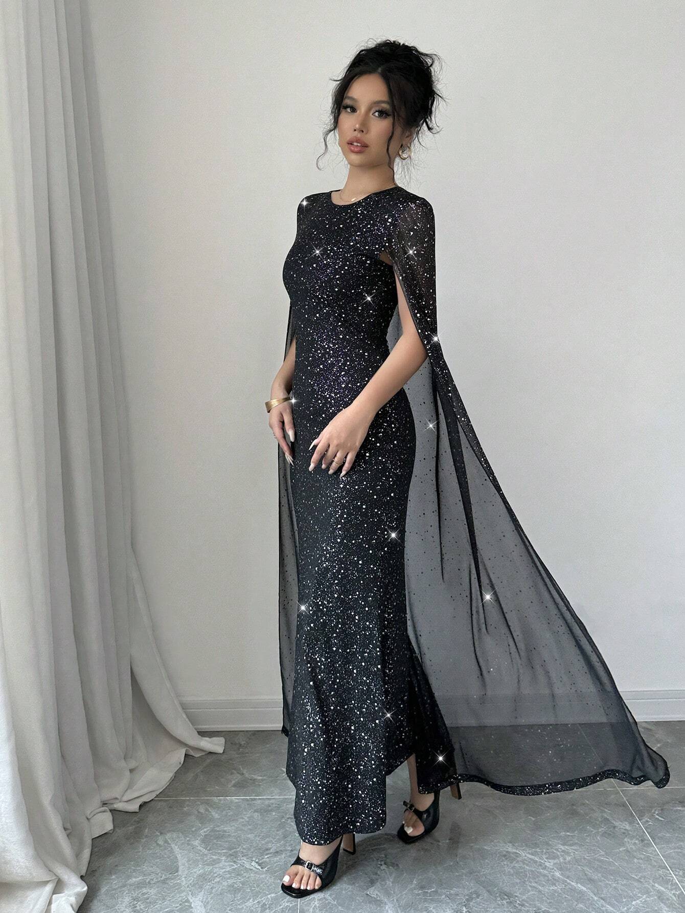  | SHEIN Elenzga Elegant Round Neck Sparkling Long Dress | Dress | Shein | OneHub