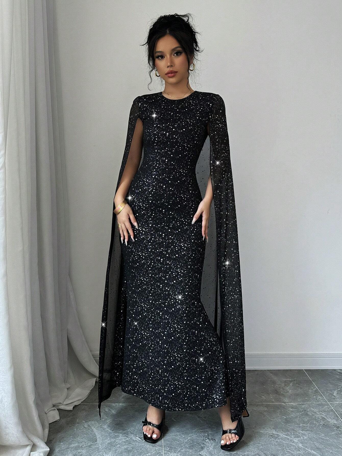 SHEIN Elenzga Elegant Round Neck Sparkling Long Dress | Dress SHEIN Elenzga Elegant Round Neck Sparkling Long Dress | Dress