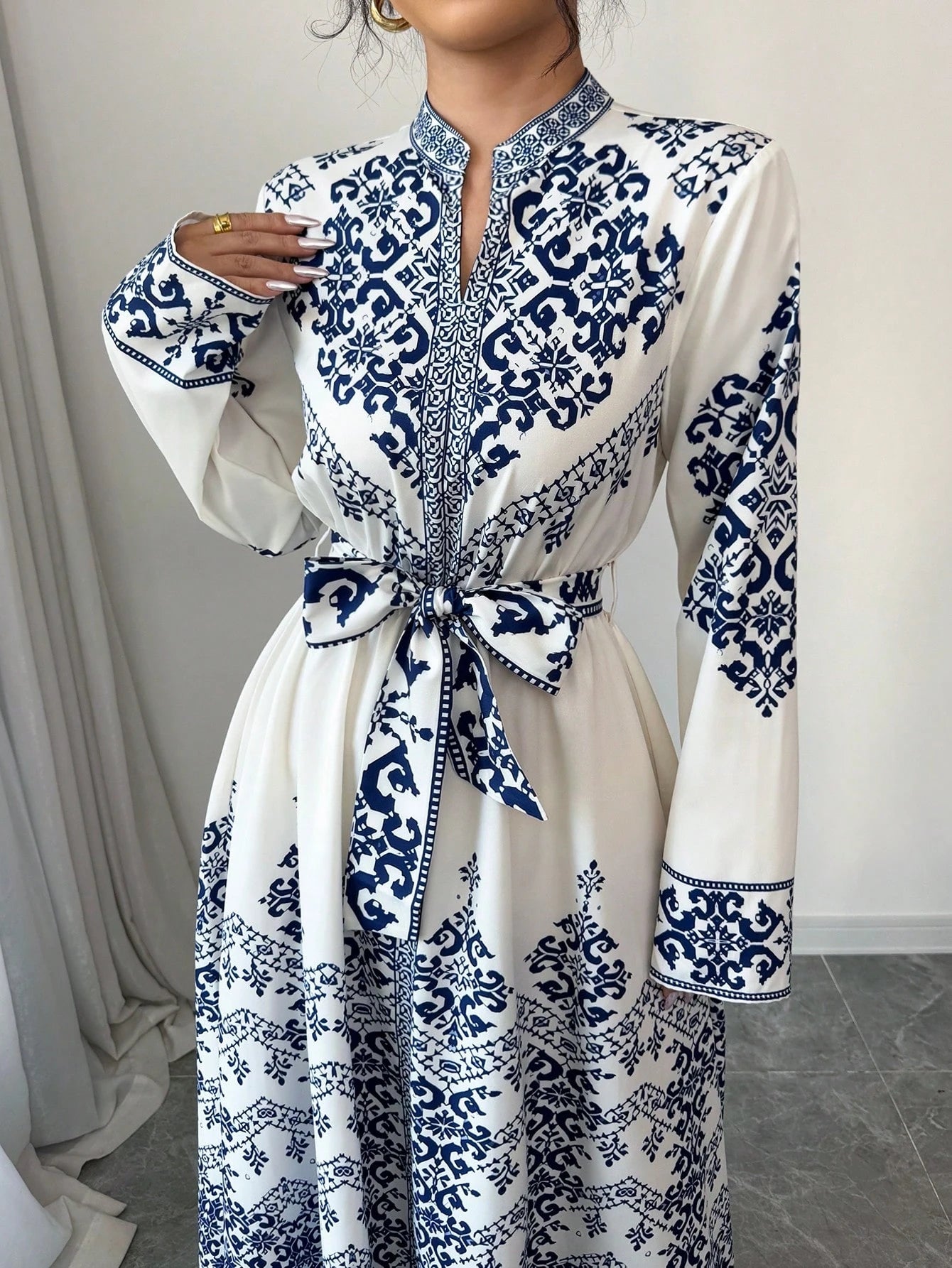  | SHEIN Elenzga Long Sleeve Fitted Waist Long Dress For Women | Dress | Shein | OneHub