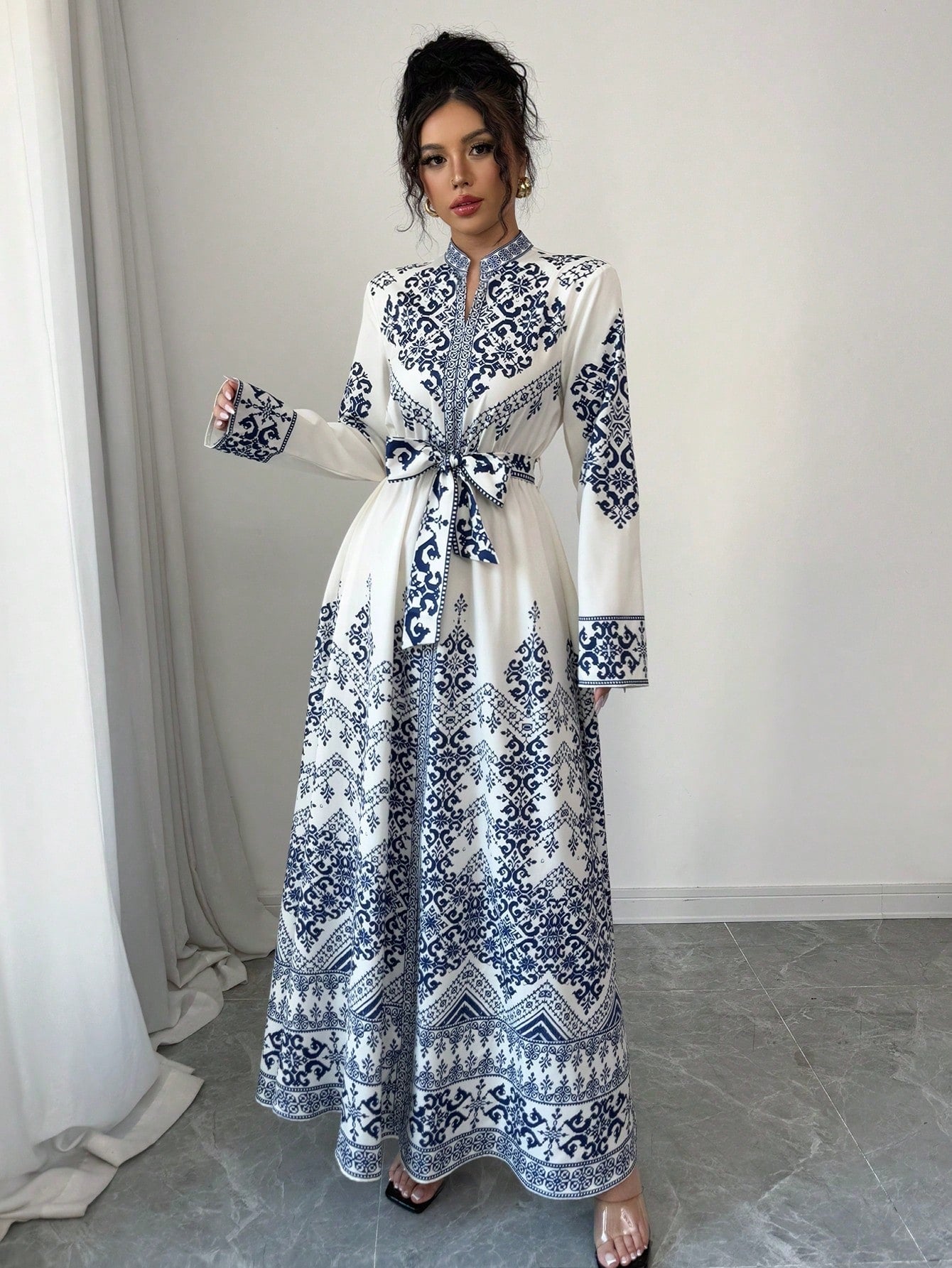  | SHEIN Elenzga Long Sleeve Fitted Waist Long Dress For Women | Dress | Shein | OneHub