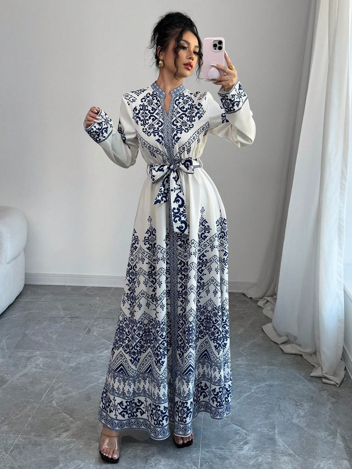  | SHEIN Elenzga Long Sleeve Fitted Waist Long Dress For Women | Dress | Shein | OneHub