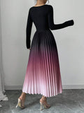  | SHEIN Elenzga Ombre Color Elegant Dress With Burn-Out Pleated Design, Sexy Women Maxi Women Outfit | Dress | Shein | OneHub