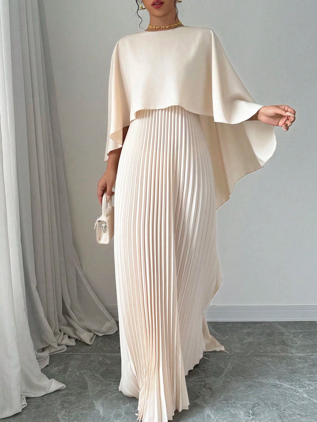  | SHEIN Elenzga Women Elegant Solid Color Minimalist Casual Poncho Sleeve Dress Maxi Women Outfit | Dress | Shein | OneHub