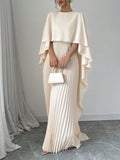  | SHEIN Elenzga Women Elegant Solid Color Minimalist Casual Poncho Sleeve Dress Maxi Women Outfit | Dress | Shein | OneHub
