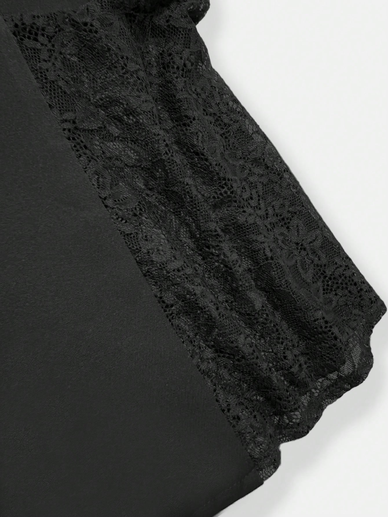 SHEIN Elenzga Women's Elegant Black Lace Trim Collared Long Sleeve Fitted Blazer + Women's Elegant Black Flared Leg Fitted Pants, Spring/Autumn