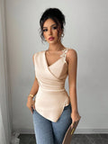  | SHEIN Elenzga Women's Elegant Fashion Satin Sleeveless Asymmetrical Lace Trim Camisole, Suitable For Casual Daily Life And Party | Tee | Shein | OneHub
