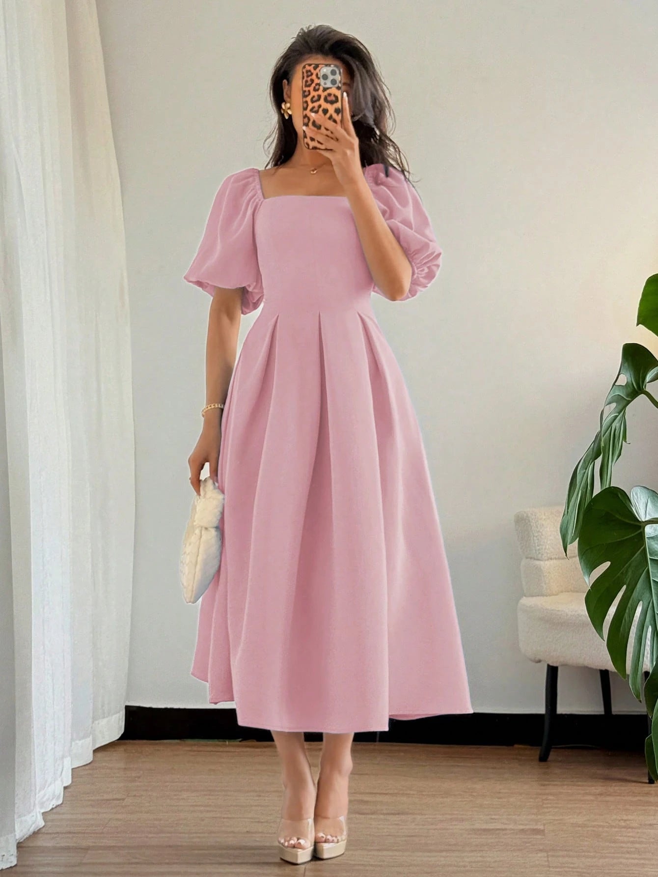 SHEIN Elenzga Women's Simple Elegant French Style Crew Neck Draped Hem | Dress | OneHub SHEIN Elenzga Women's Simple Elegant French Style Crew Neck Draped Hem | Dress | OneHub