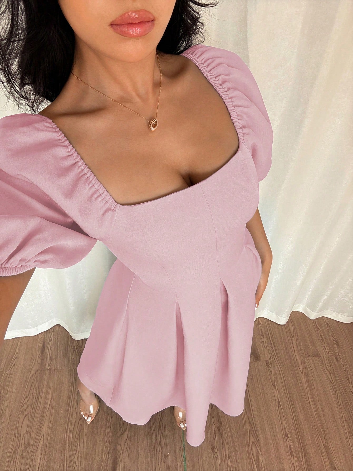 SHEIN Elenzga Women's Simple Elegant French Style Crew Neck Draped Hem | Dress | OneHub SHEIN Elenzga Women's Simple Elegant French Style Crew Neck Draped Hem | Dress | OneHub