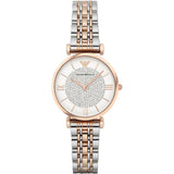 EMPORIO ARMANI Retro Two-tone Stainless Steel White Dial Quartz Watch for Women - EMPORIO ARMANI AR1926