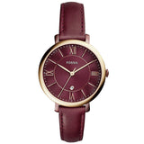 Fossil Jacqueline Burgundy Leather Strap Burgundy Dial Quartz Watch for Women - ES4099