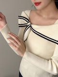  | SHEIN FRIFUL Women's Long Sleeve Knitted Sweater With Bow Decoration,Long Sleeve Tops | Sweater | Shein | OneHub