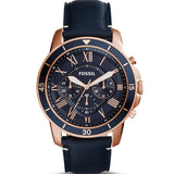 Fossil Grant Sport Blue Leather Strap Blue Dial Chronograph Quartz Watch for Men - FS5237